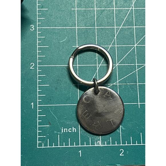 Cartier Round Medallion Silver Tone Key Ring Keyring Chain Charm Logo Engraving - Picture 6 of 6